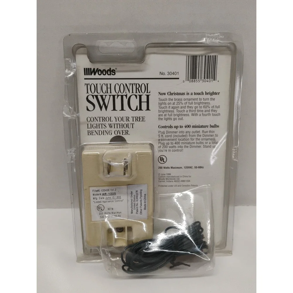 Woods Touch Control Switch 30401 Christmas Tree Light Vintage 1995 Plug In